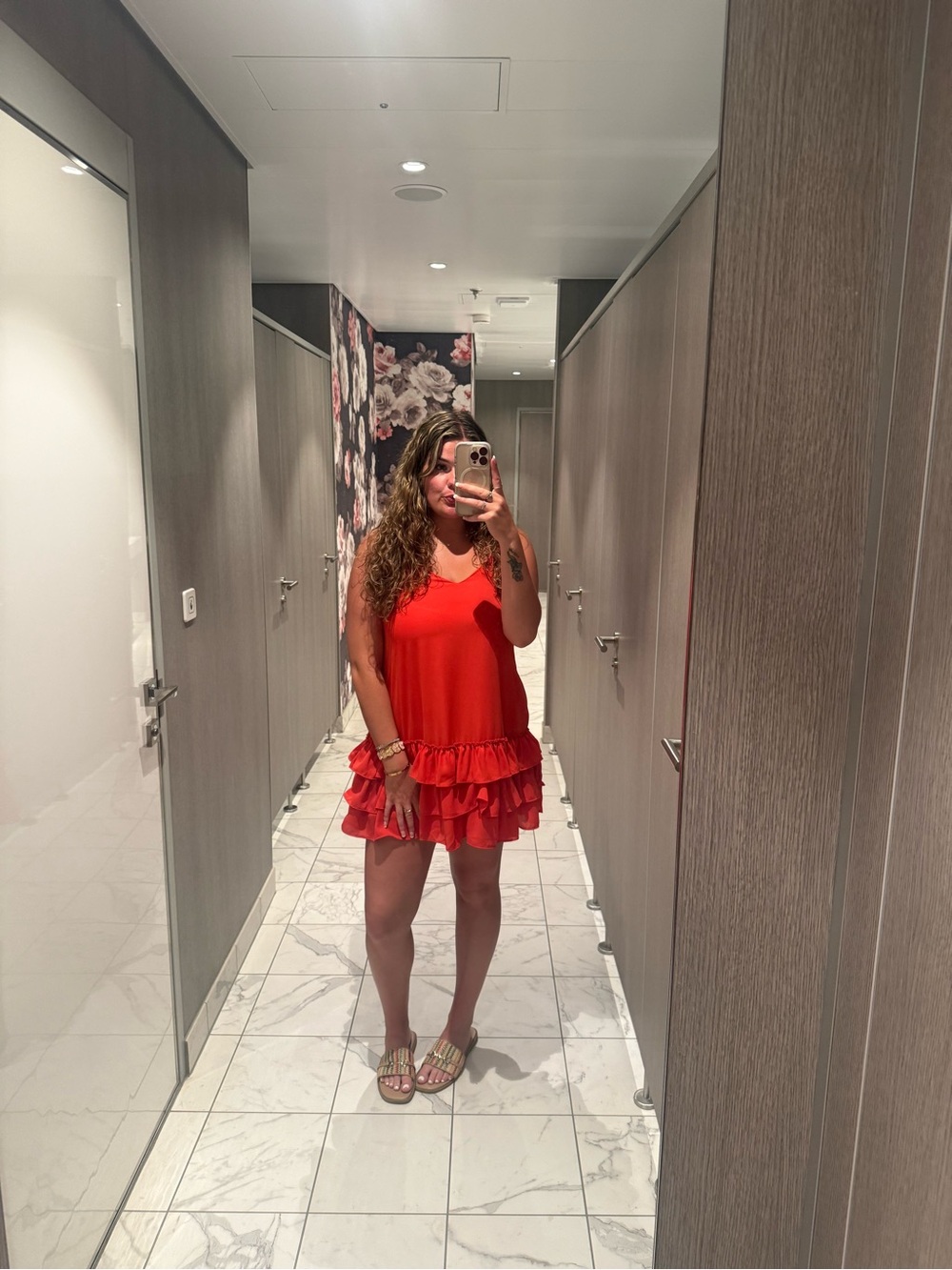 Bright orange Ruffle Tiered Mini Dress